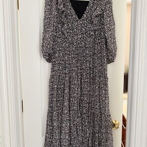 Joie Black and White Patterned Long Sleeve Dress